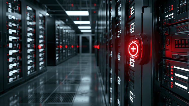 IT asset management office with tracking dashboard and server room