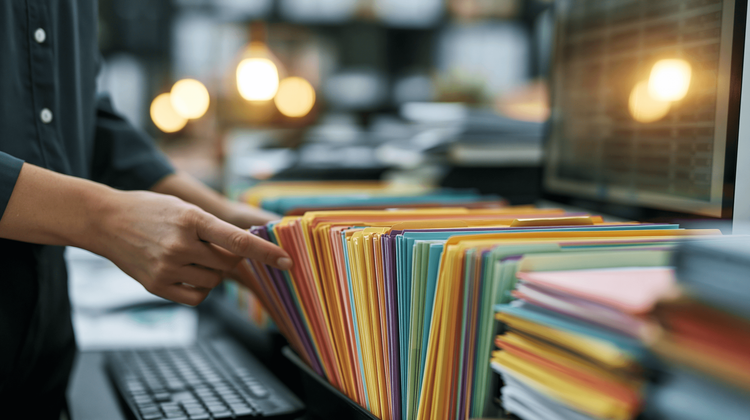 Compliance documentation workspace with regulatory binders and audit checklists