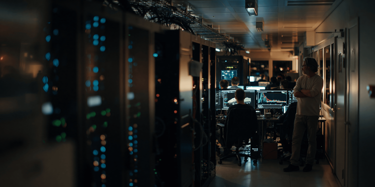 Network operations center during migration with real-time dashboards