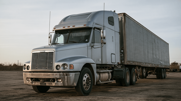 Temperature-controlled trailer with a refrigeration unit backed into a data center loading dock