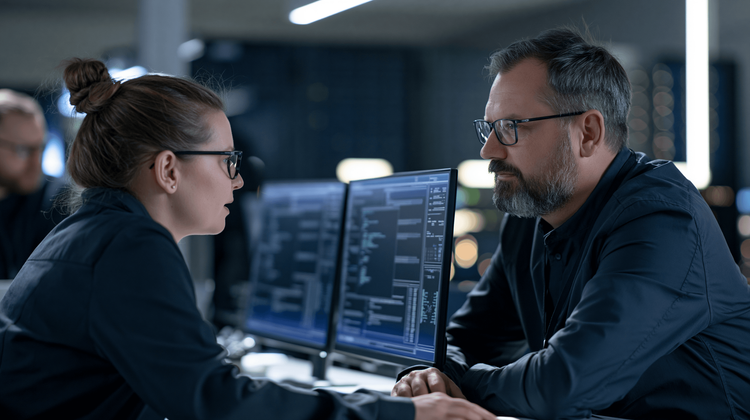 Security desk verifying technician credentials at a data center entrance