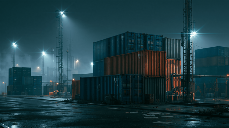 Data center building with storm shutters and a generator yard ahead of a hurricane