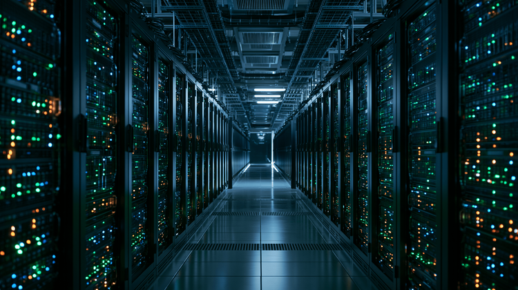 Engineers reviewing validation checklists on tablets beside newly installed server racks