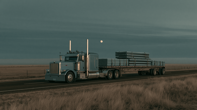 Crew loading padded server crates onto a truck under a darkening sky