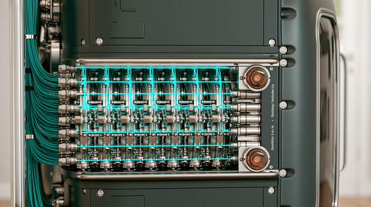 Technician powering on rack-mounted servers after a relocation